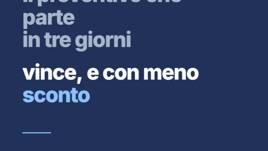 Il preventivo che parte in tre giorni vince quello che parte in due settimane, e con meno sconto