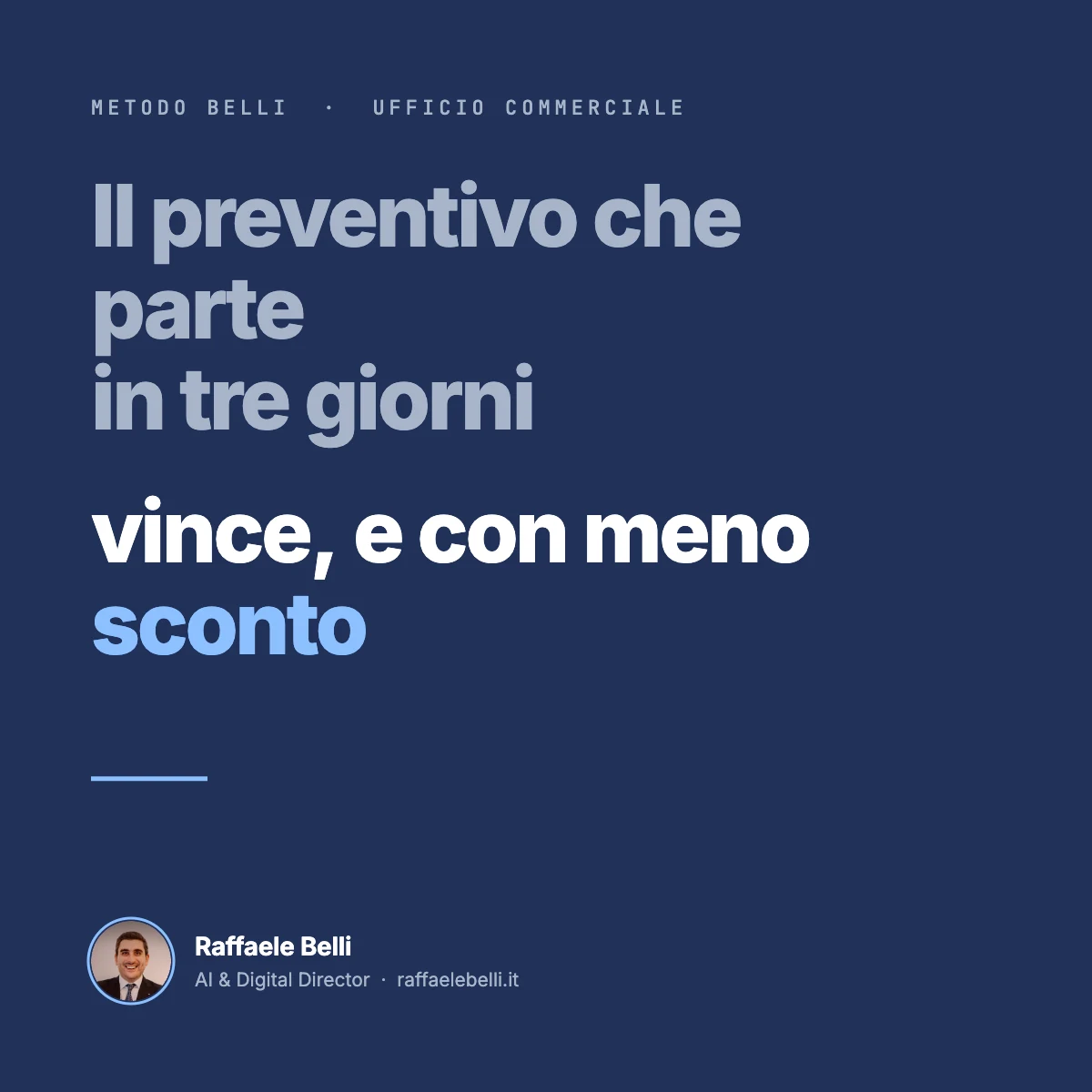 Il preventivo che parte in tre giorni vince quello che parte in due settimane, e con meno sconto