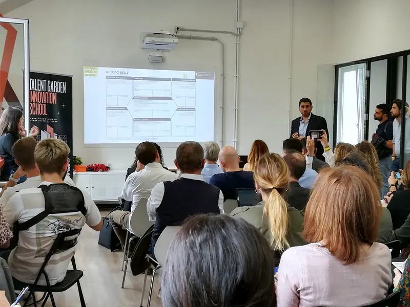 Raffaele Belli presenta il canvas del Metodo Belli al Talent Garden Innovation School